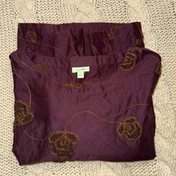 J. Jill Pure Jill Cotton Deep Purple Valley Florals Embroidered Blouse (L) - Picture 6 of 9